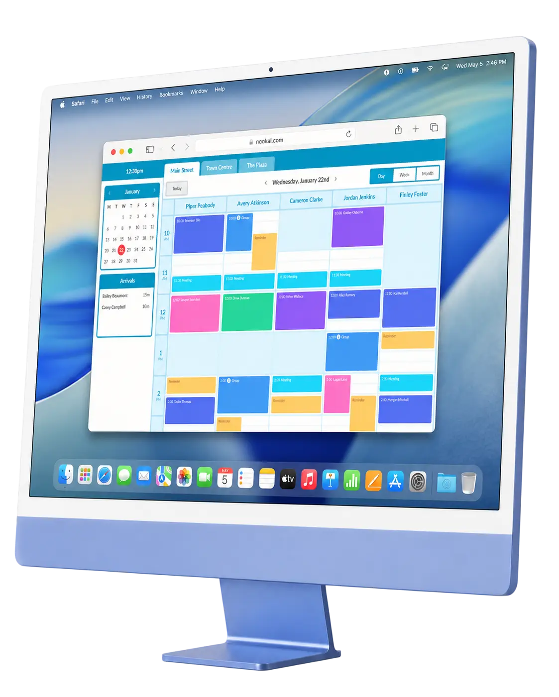 Arcline call history alongside the Nookal appointment calendar