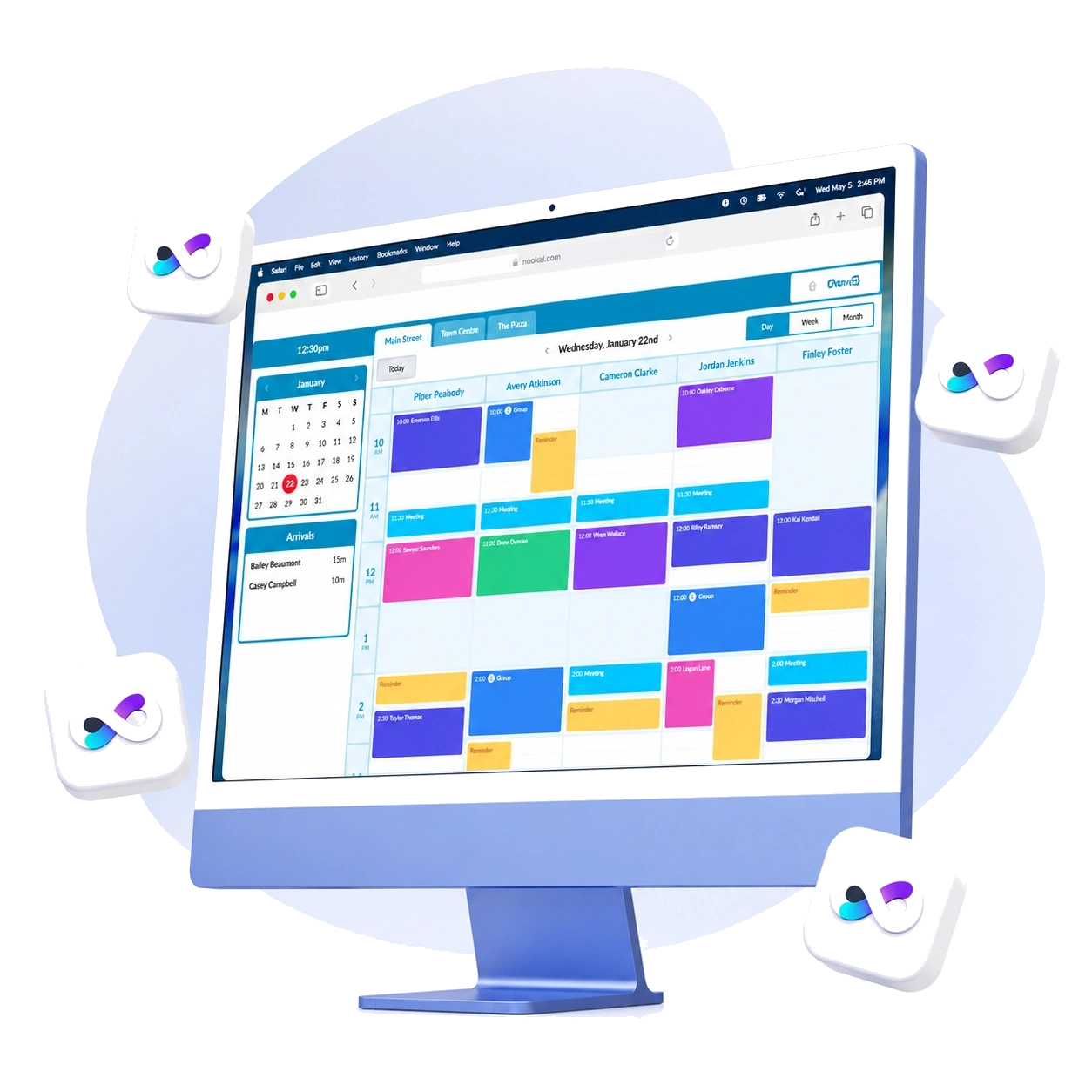 Nookal integrated with Arcline on an iMac screen